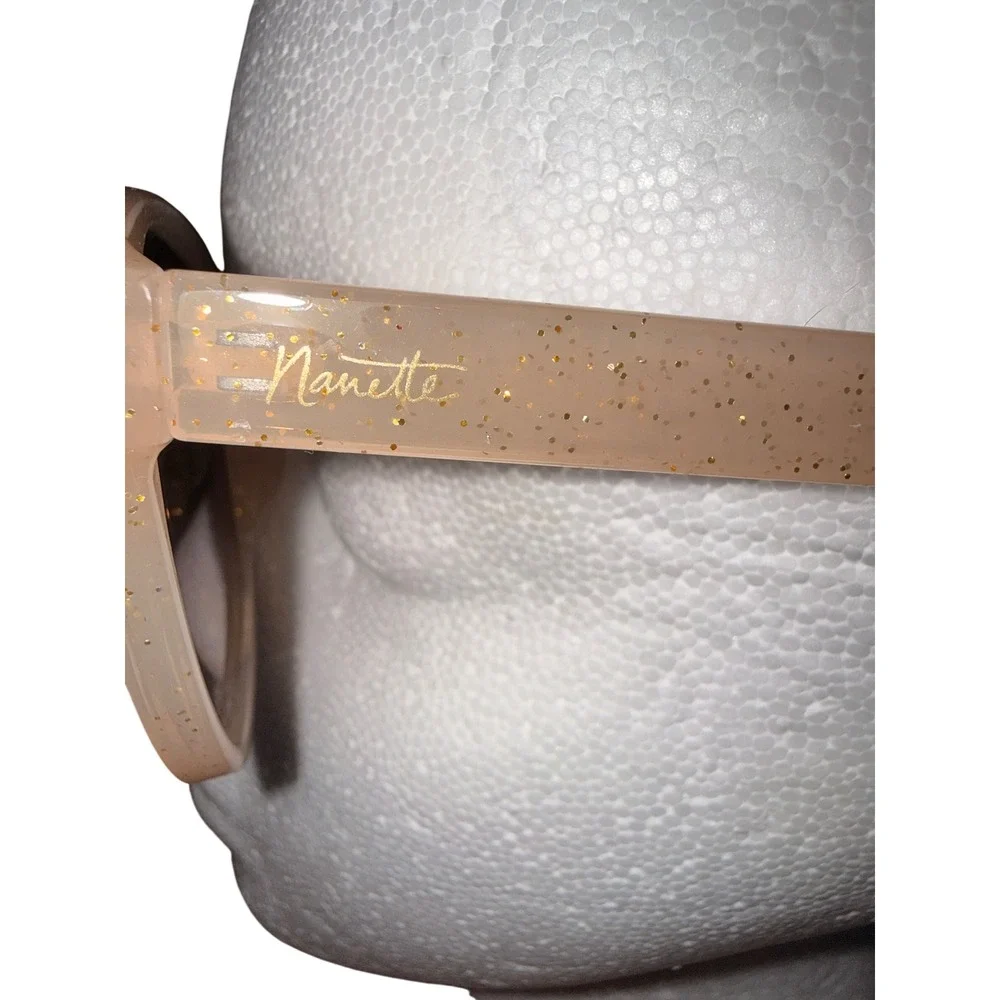 Nanette Lepore Peach Glitter Cat Eye Sunglasses UNNN0726-A NN264‎ ND Purple Lens